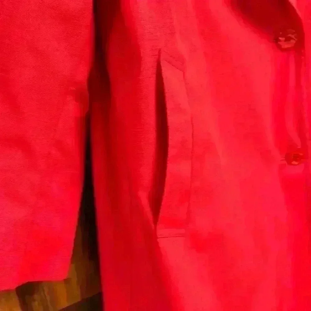Vintage 1970’s London Fog Maincoats Red Trench Coat Size 10 P Made In USA - Picture 4 of 14